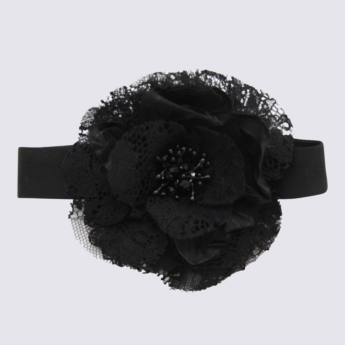 Shop Dolce & Gabbana Black Silk Flower Choker