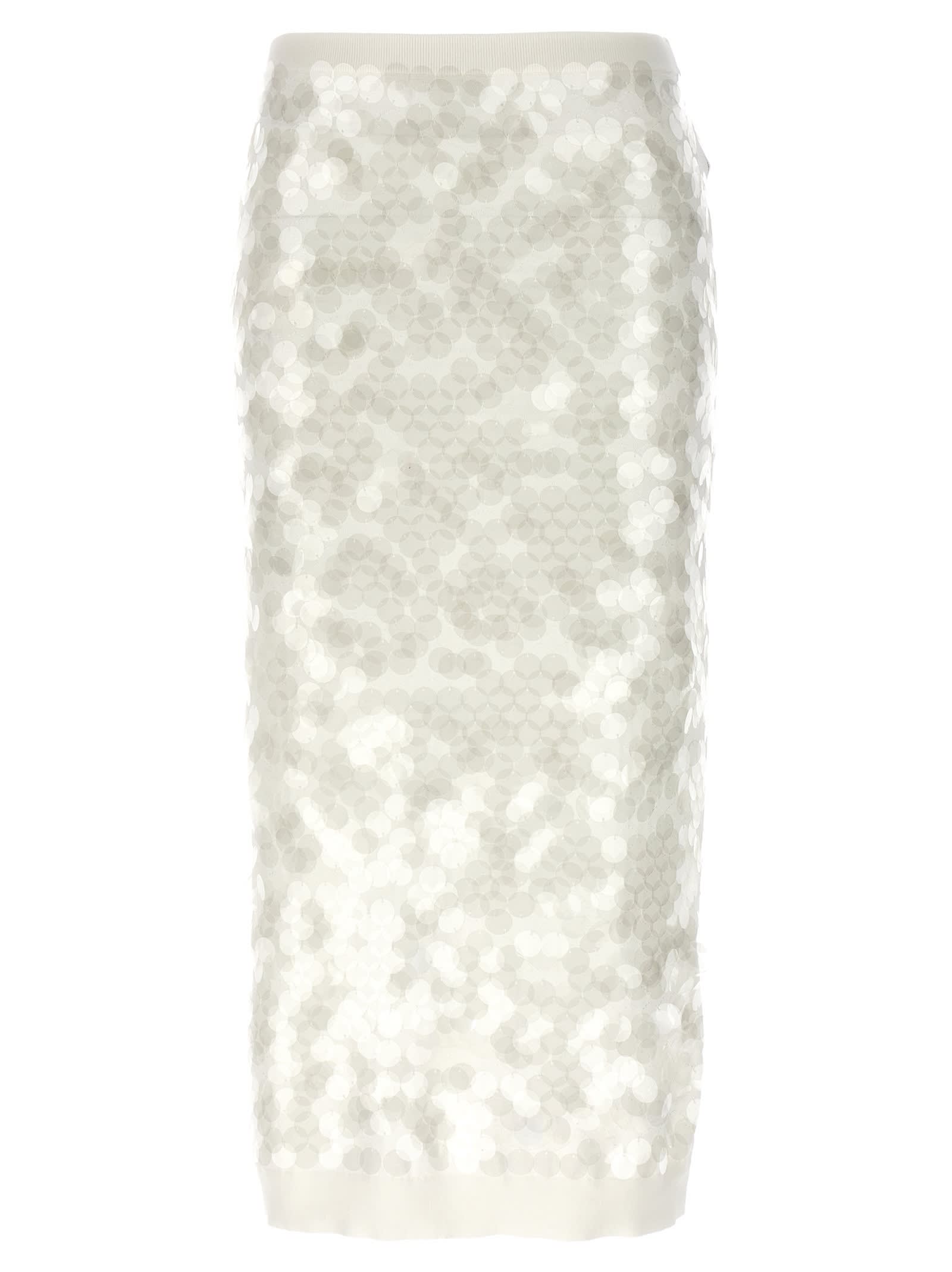 Shop N°21 Sequin Knitted Skirt In White