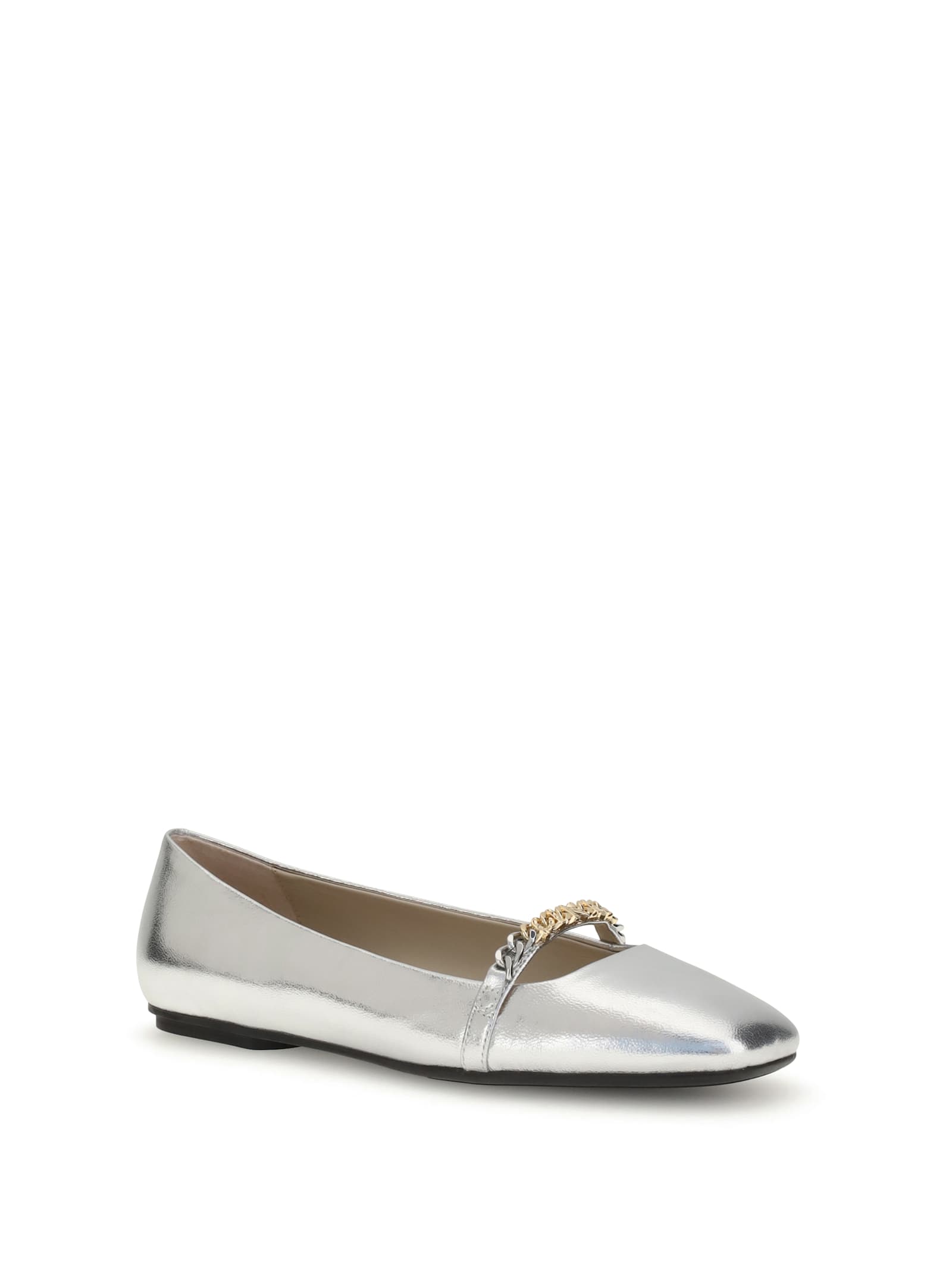 Pinko Metallic Ballerinas In Gray