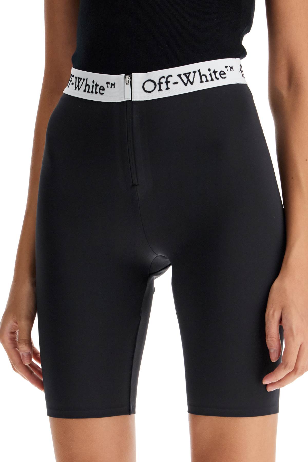 Shop Off-white Lycra Logo Band Shorts In Black - Black (black)