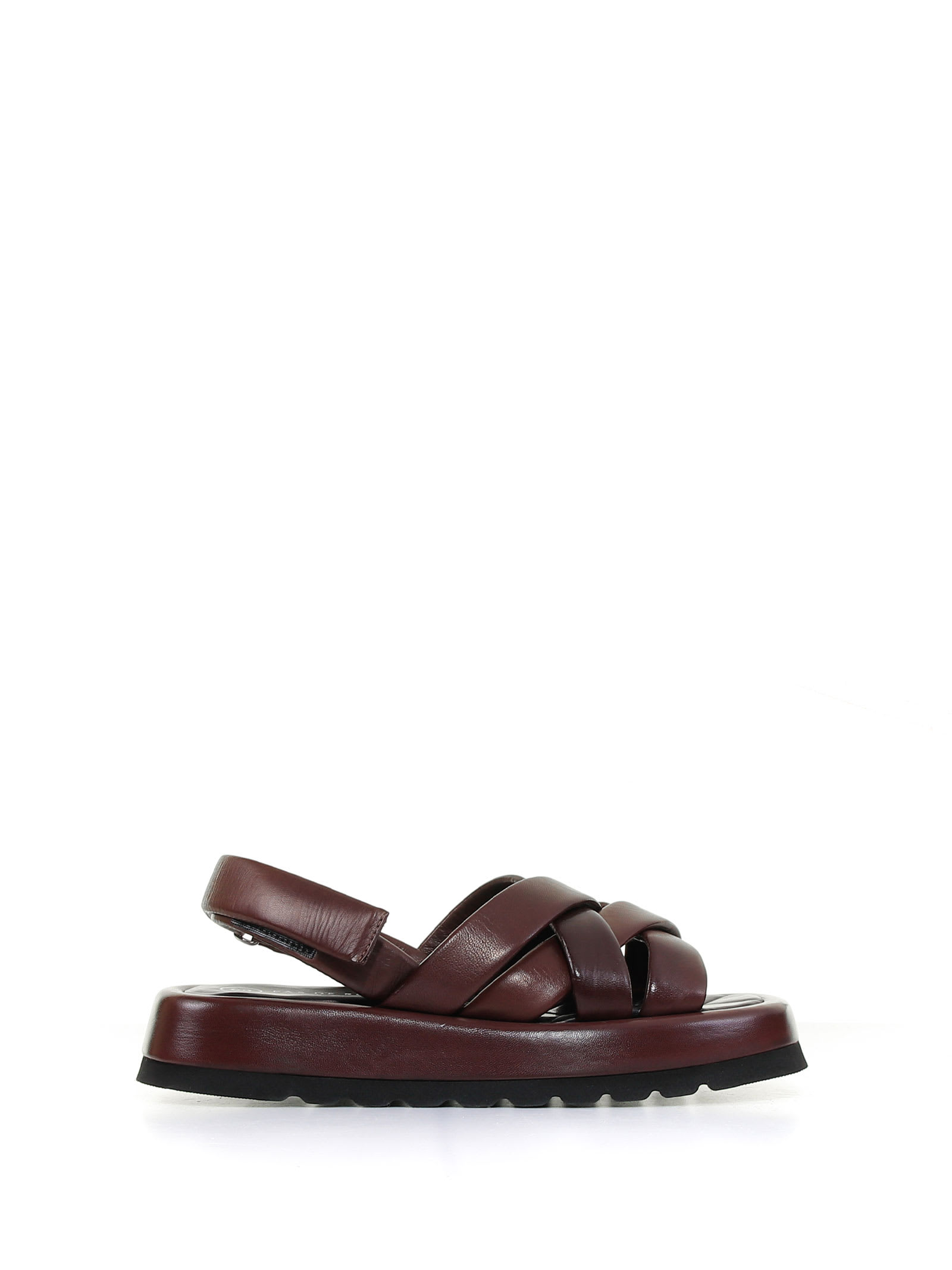 Pas de Rouge China Sandal In Dark Brown Nappa Leather