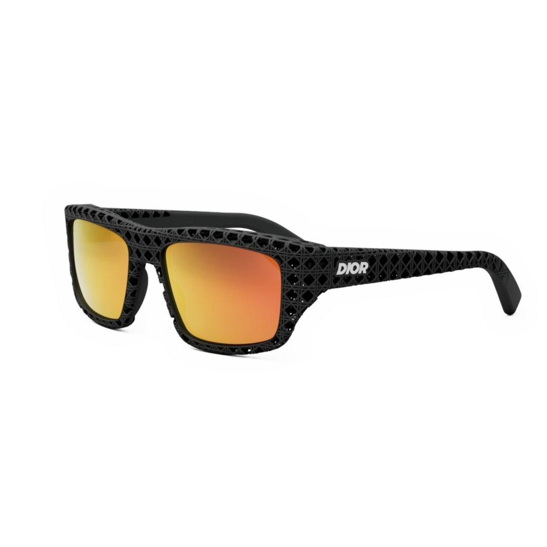 Shop Dior Rectangular Frame Sunglasses In 02u - Black