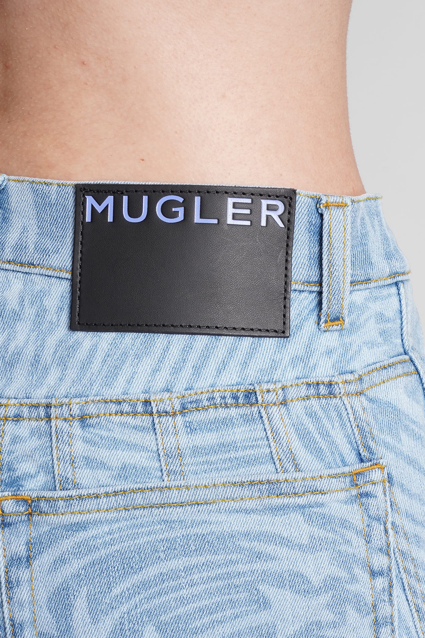 Shop Mugler Jeans In Blue Cotton