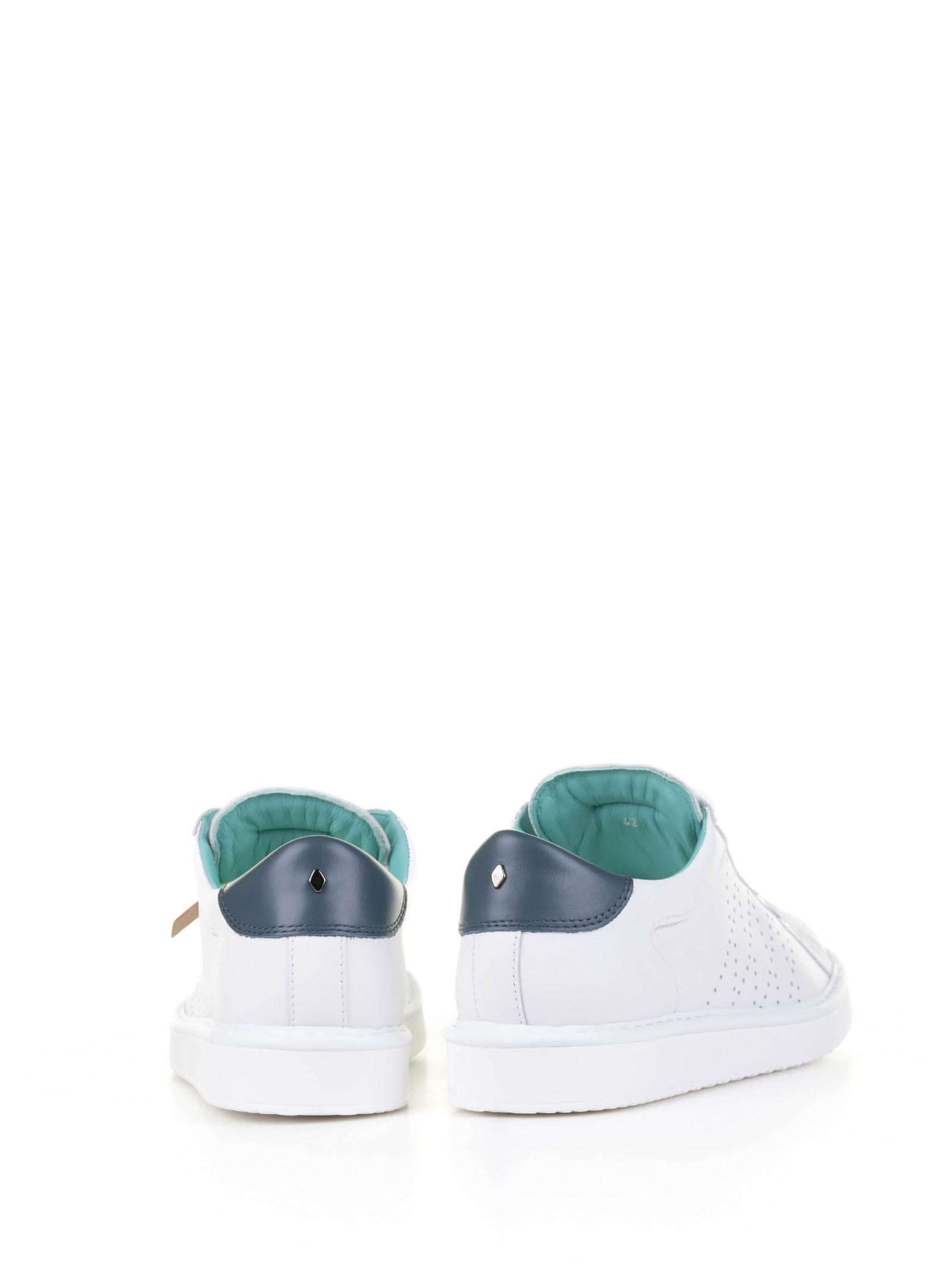 Shop Pànchic Sneaker In Leather And Blue Heel In White- Cosmic Blue