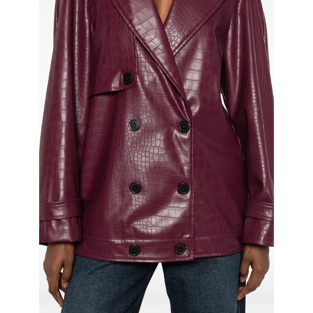 The Nina Studio Crocodile-effect Double-breasted Jacket In Red