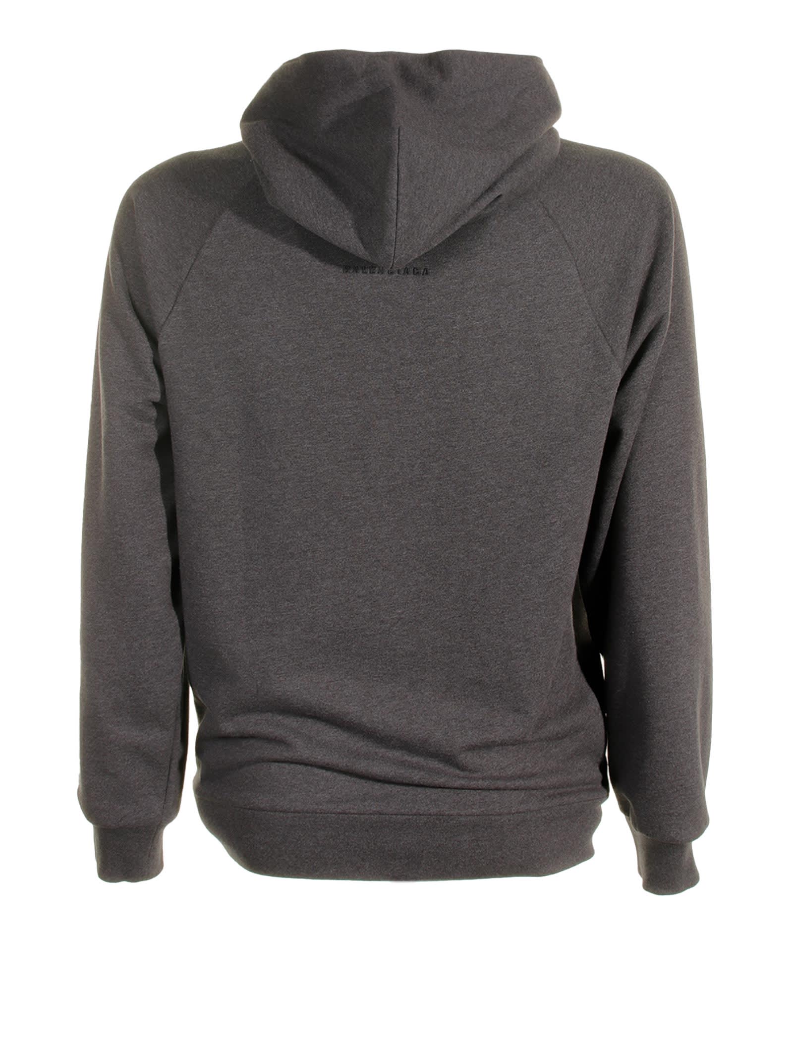 Shop Balenciaga Zip-up Sweatshirt In Drk Heathr Gry Black