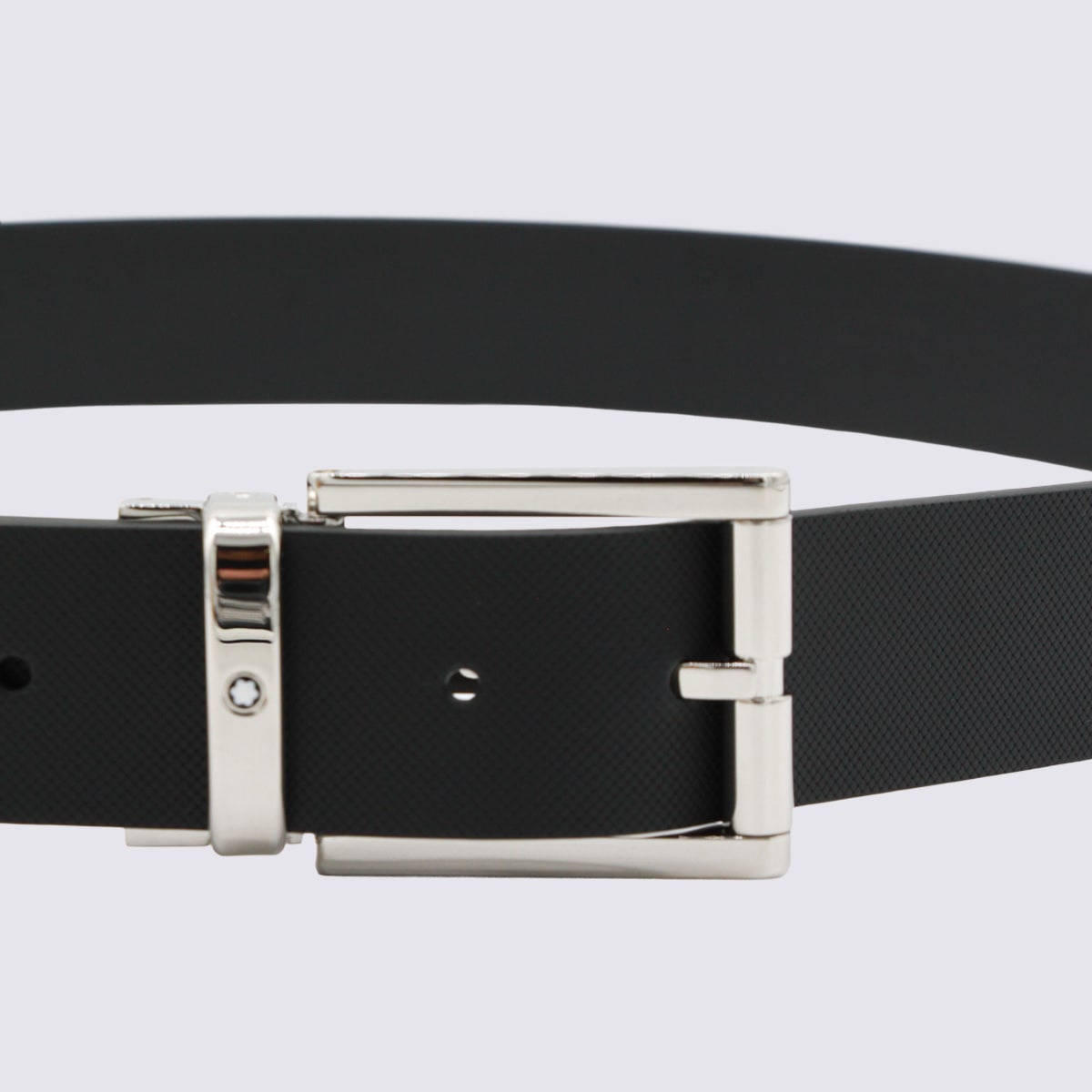 Montblanc Smooth Finish Belts Featuring Silver-tone Hardware In Black