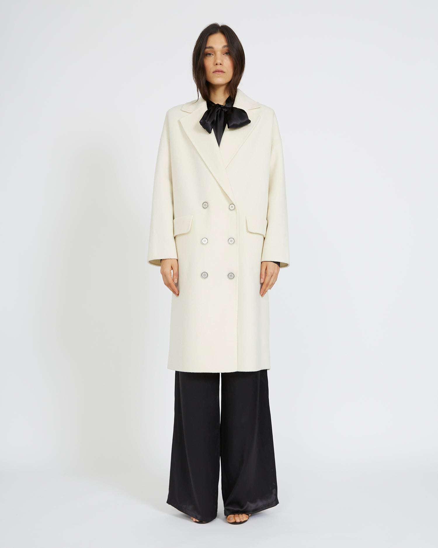 Shop John Richmond Double-breasted Coat With Print On The Back In Bianco