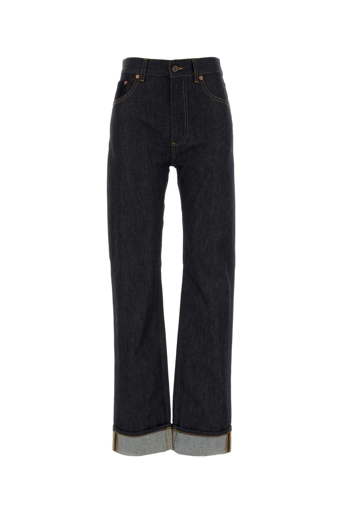Bottega Veneta High-rise Denim Trousers Rolled Cuffs In Blue