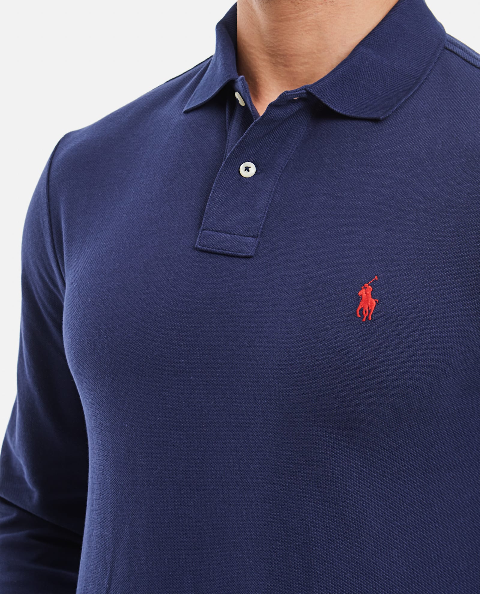 Polo Ralph Lauren Long-sleeved Polo Shirt With Classic Collar In Blue