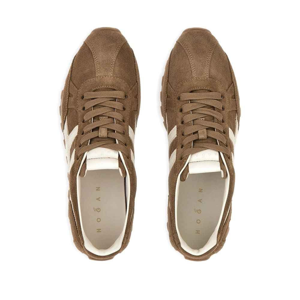 Hogan 86er Mud Suede Running Sneakers In Nude