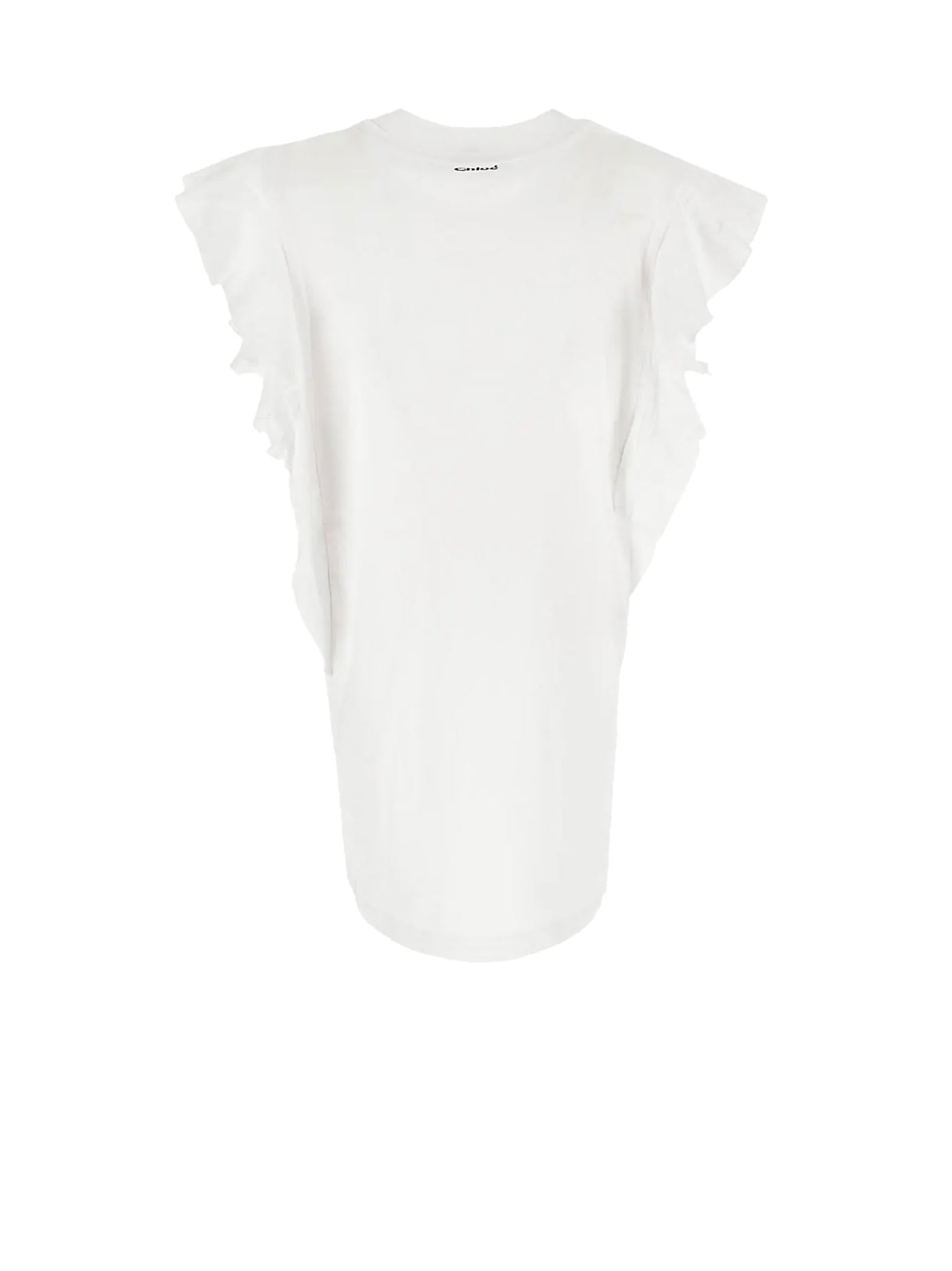 Shop Chloé Crewneck Sleeveless T-shirt In White