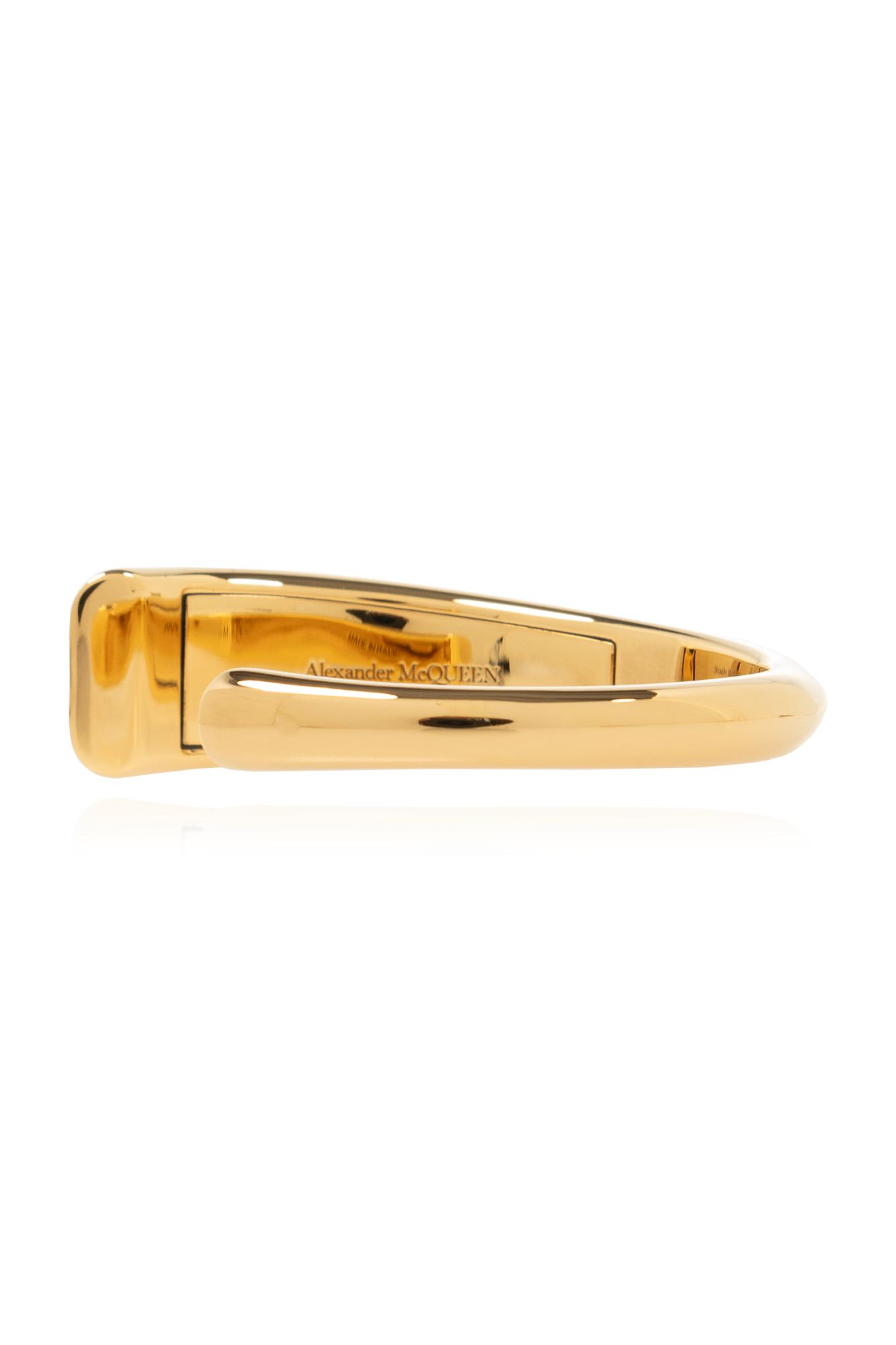 Shop Alexander Mcqueen Brass Bracelet In Golden