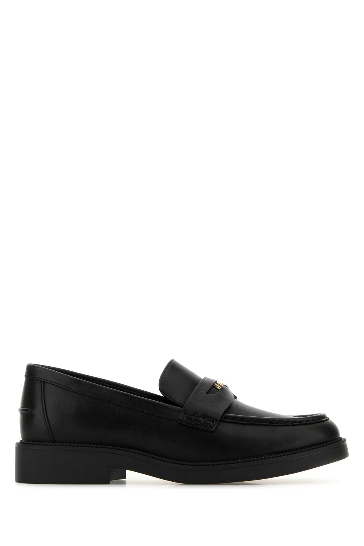 MICHAEL KORS BLACK LEATHER EDEN LOAFERS 