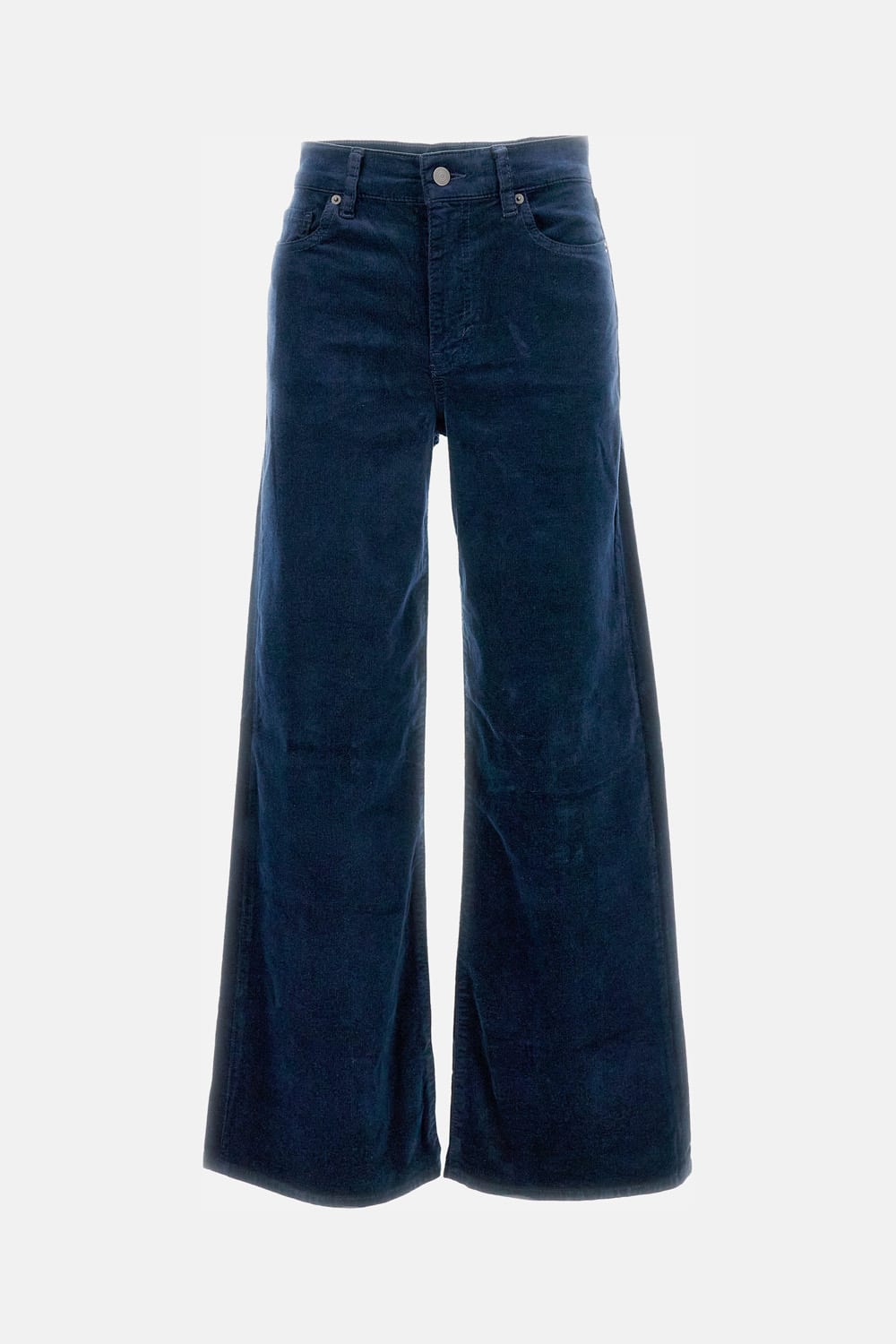 Frame Dark Blue Corduroy Wide Leg Pants In Blue