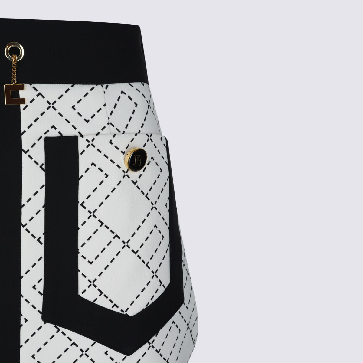 Elisabetta Franchi Geometric Patterned Midi Skirt In Gray