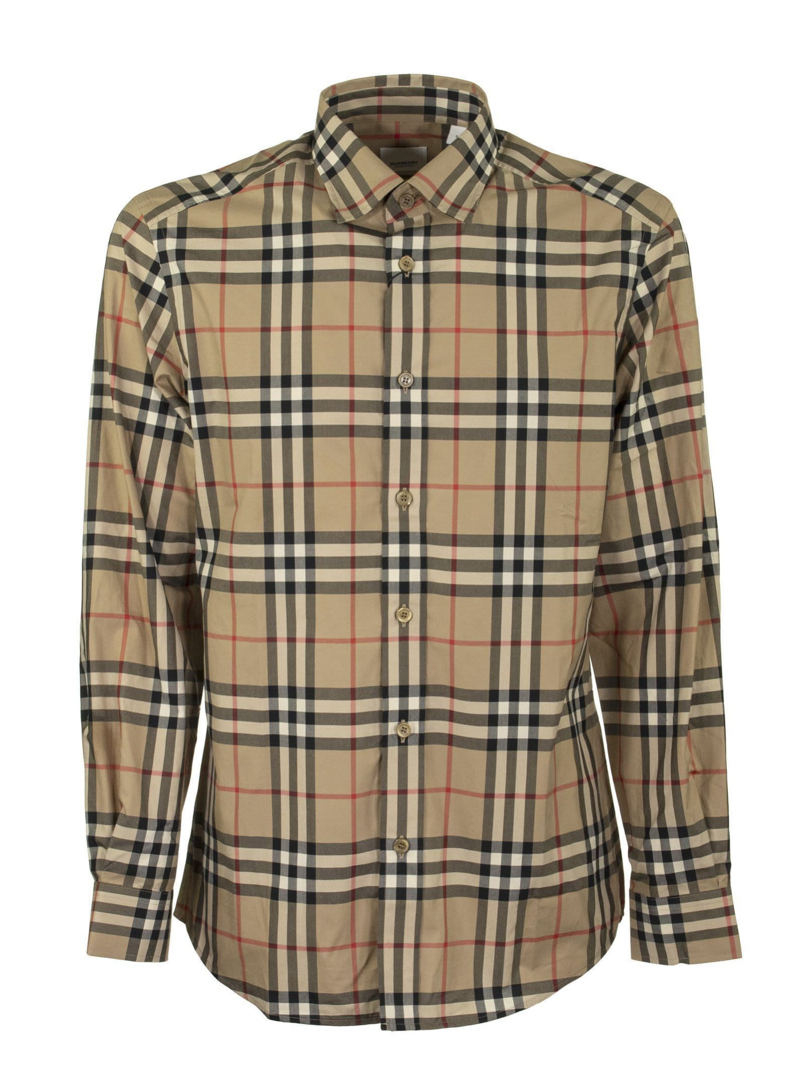 Burberry Caxton - Cotton Poplin Shirt With Tartan Pattern
