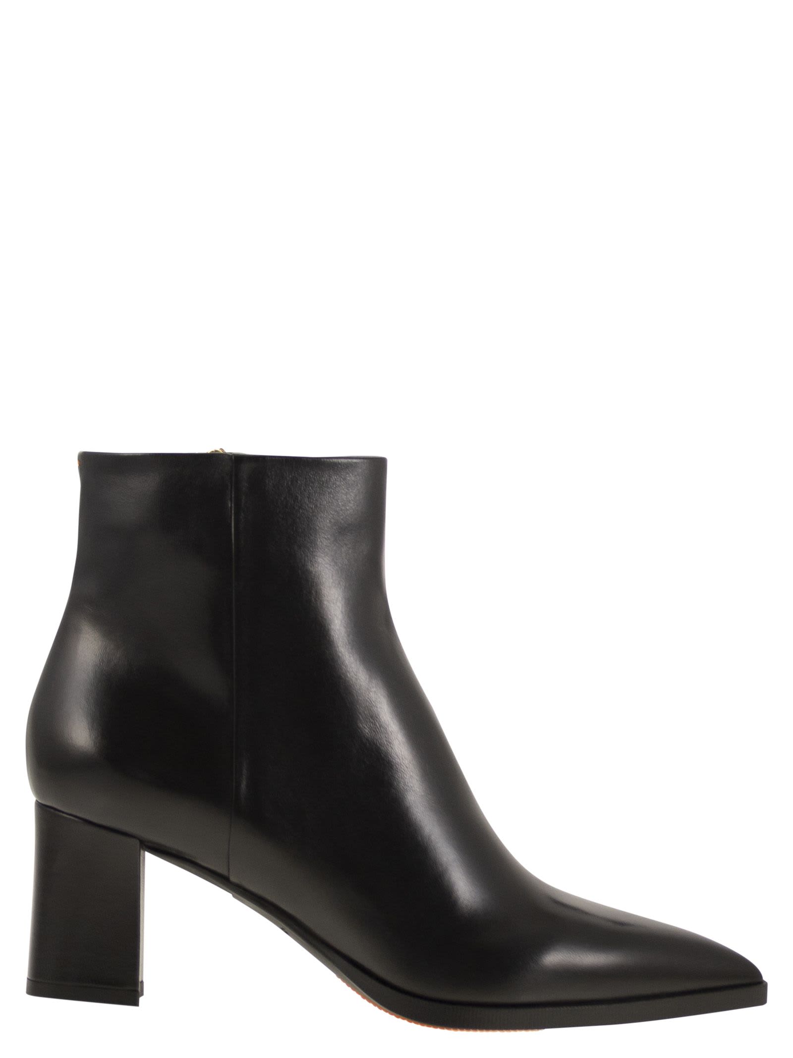 Medium Heel Leather Ankle Boot
