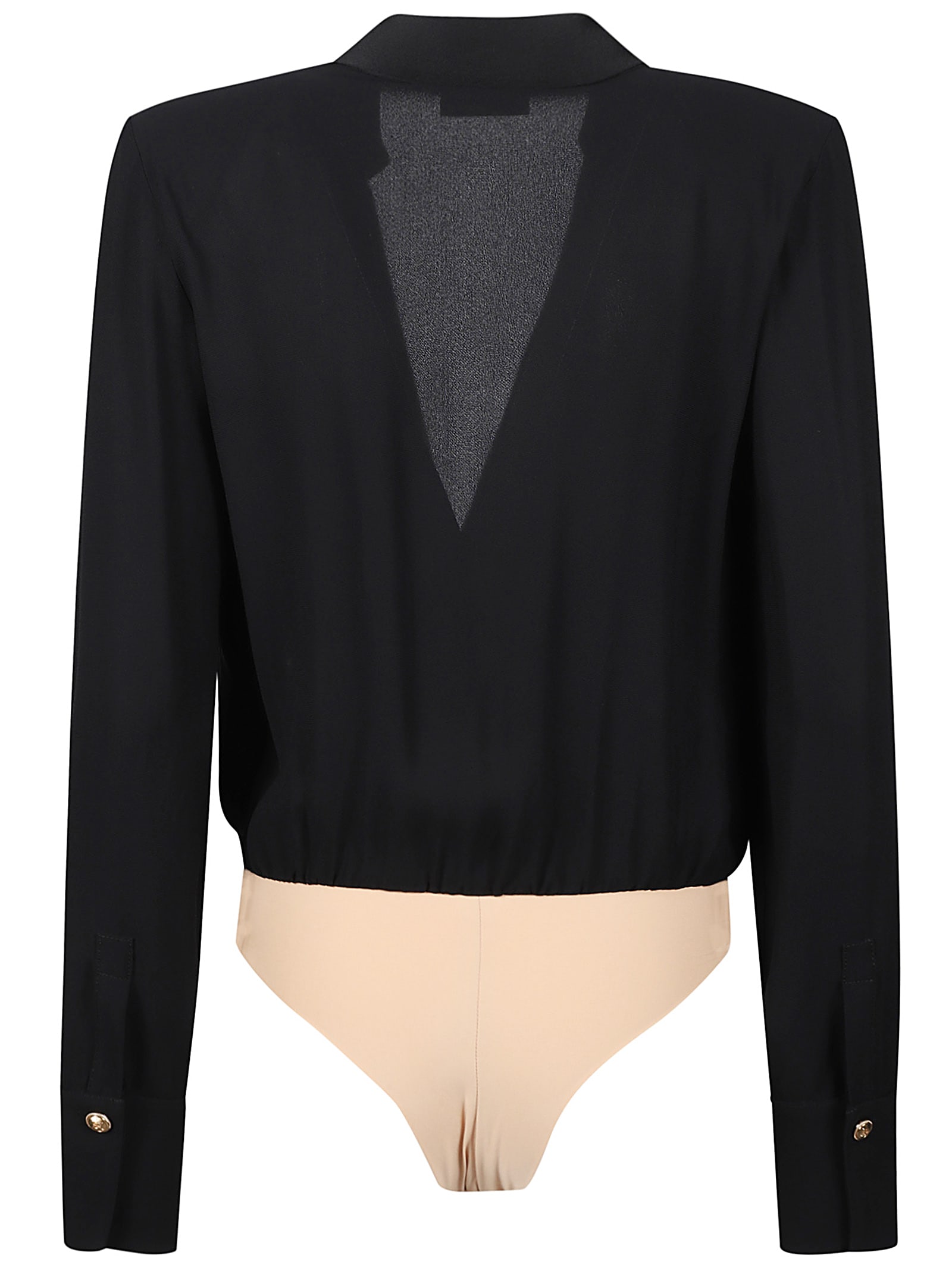 Shop Elisabetta Franchi Long Sleeve Bodysuit Shirt In Nero