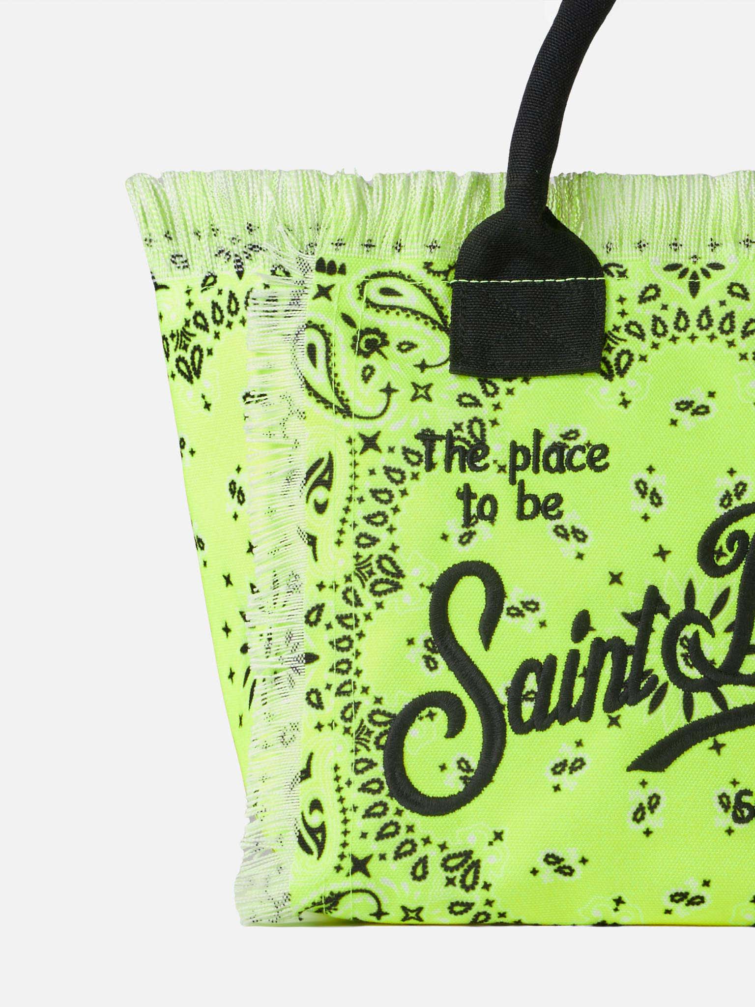 MC2 SAINT BARTH COLETTE FLUO YELLOW HANDBAG WITH BANDANNA PRINT 