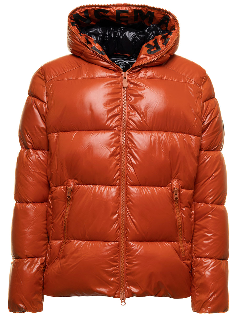 Edgard Orange Down Jacket In Padded And Quilted Tech Fabric Save The Duck Man