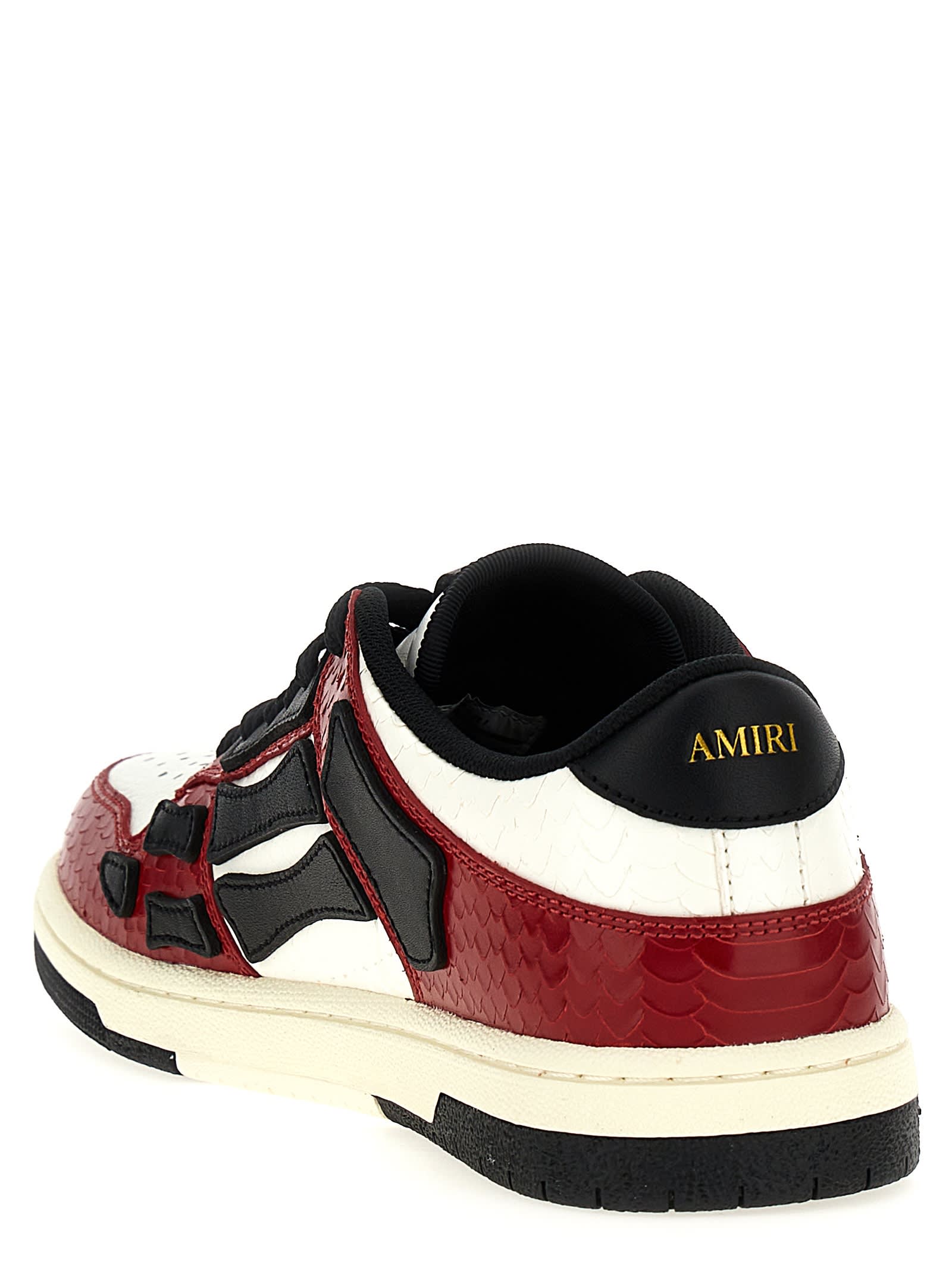 Amiri Skel Top Low Red Sneakers With Skeleton Patch In Leather Man In Multicolor