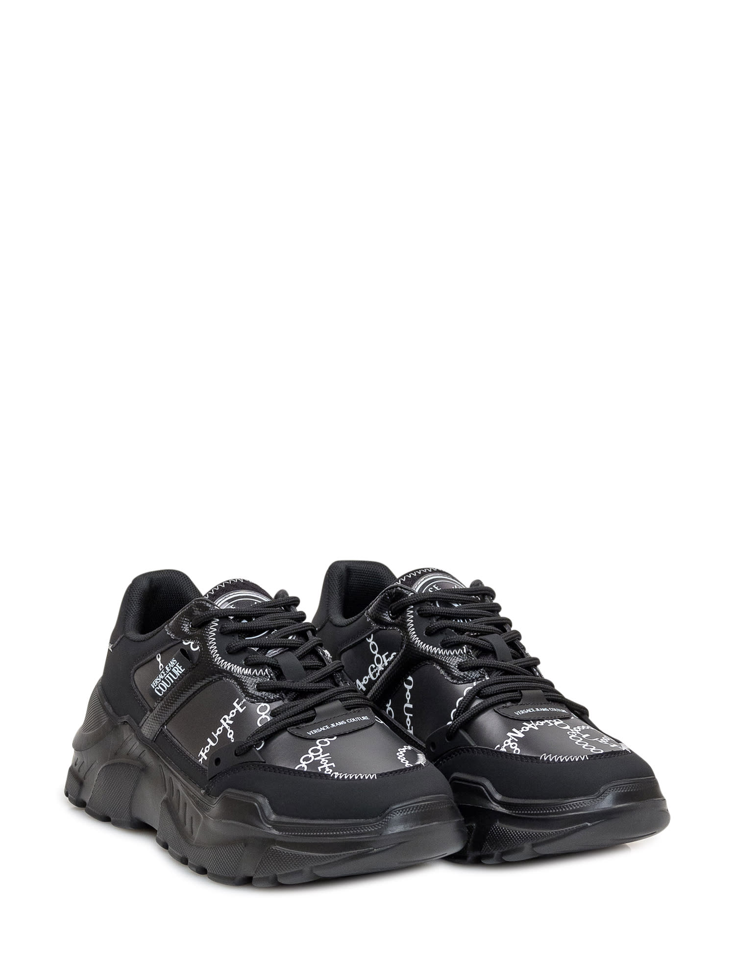 Shop Versace Jeans Couture Speedtrack Chain Couture Sneaker In Black/white