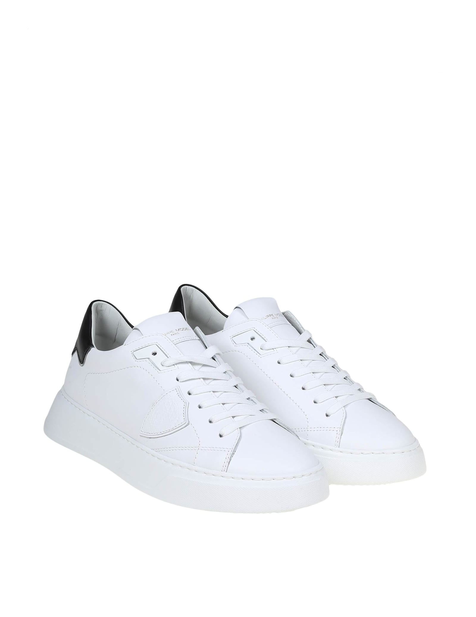 Philippe Model Temple White Black Leather Sneaker In White/black