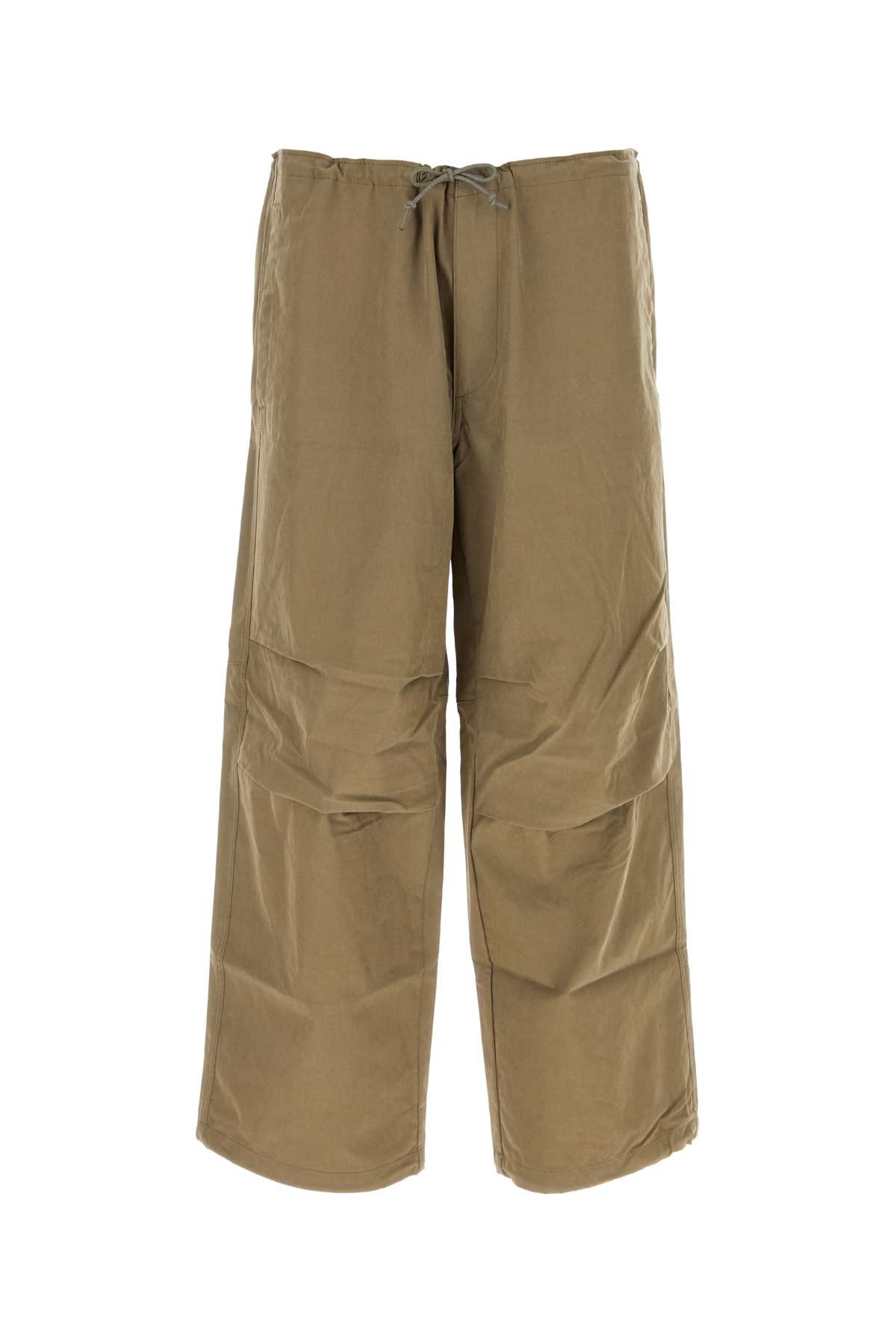 Military Green Cotton Blend Wide-leg Pant