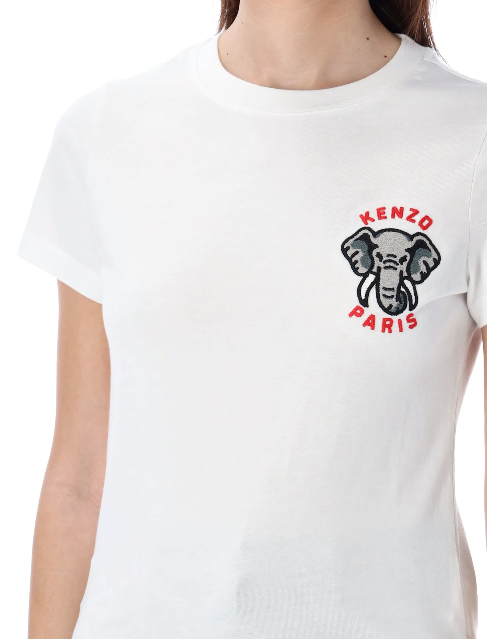 Shop Kenzo Elephant Classic T-shirt In Off White