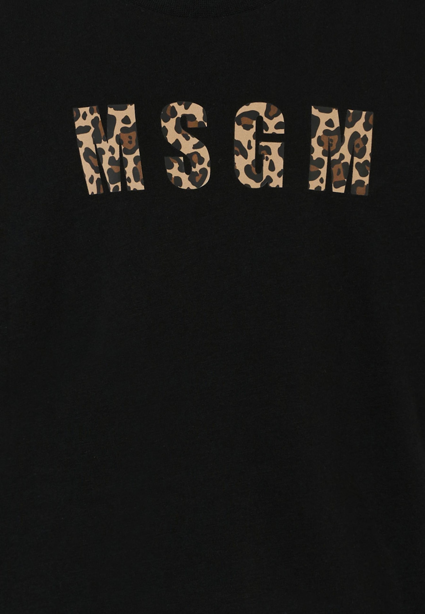 Msgm Leopard-print Logo T-shirt In Black