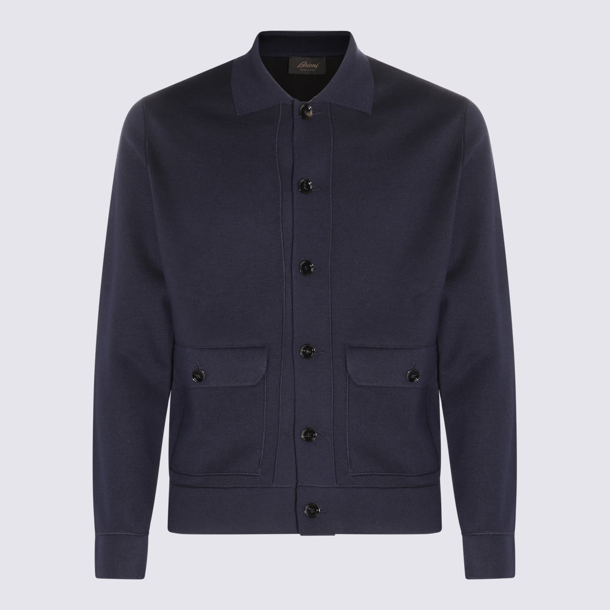 Shop Brioni Navy Cotton And Cashmere Blend Casual Jacket In Blue