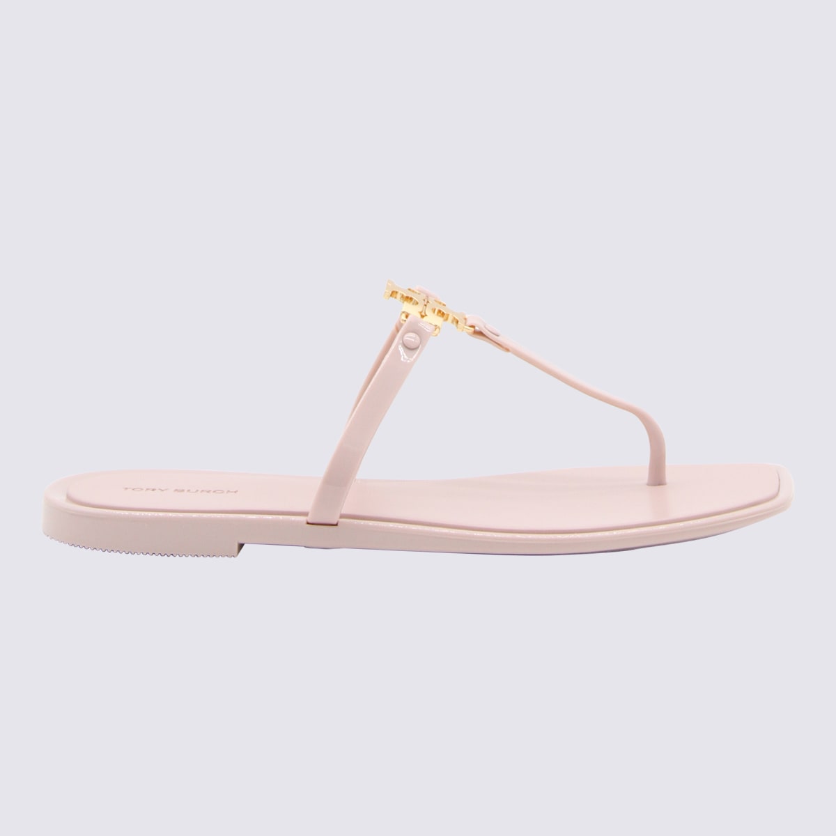 TORY BURCH MEADOW SWEET AND GOLD RUBBER ROXANNE JELLY FLATS