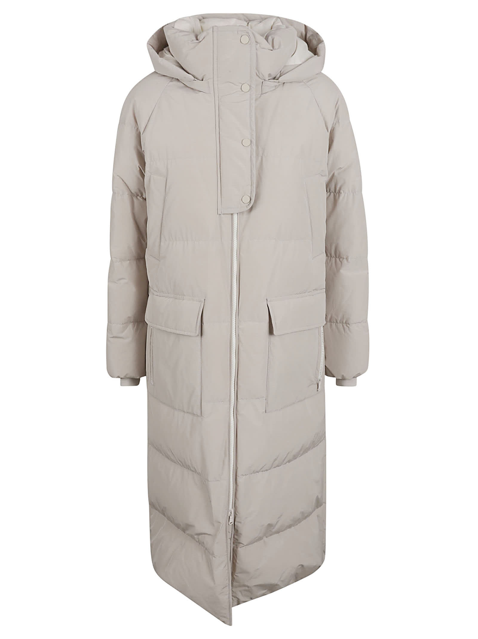 Shop Brunello Cucinelli Zip-up Padded Hooded Coat In Dark Beige