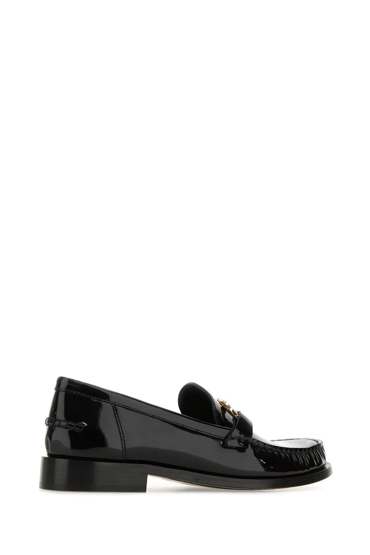 Shop Ferragamo Black Leather Maryan Loafers