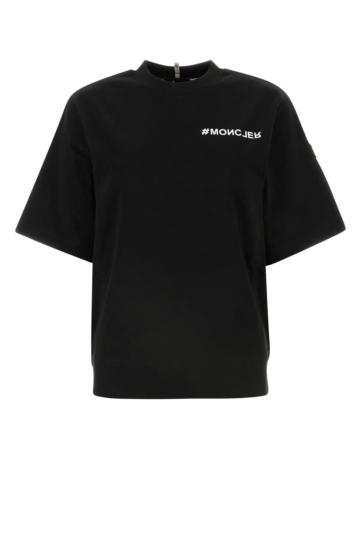 Shop Moncler Black Cotton T-shirt