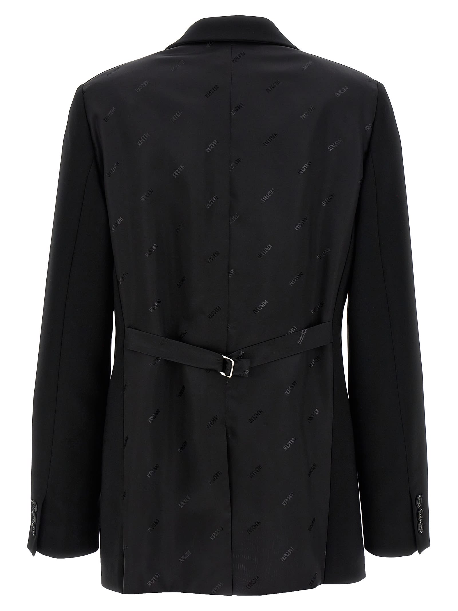 Shop Moschino Single-breasted Martingale Blazer In Black