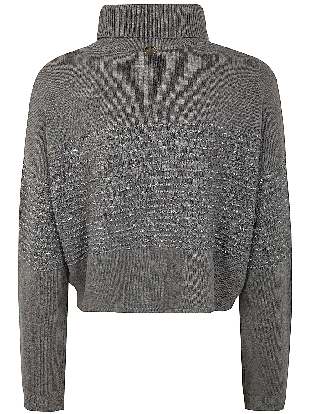 Shop Twinset Turtle Neck Sweater In Warm Melange Gray