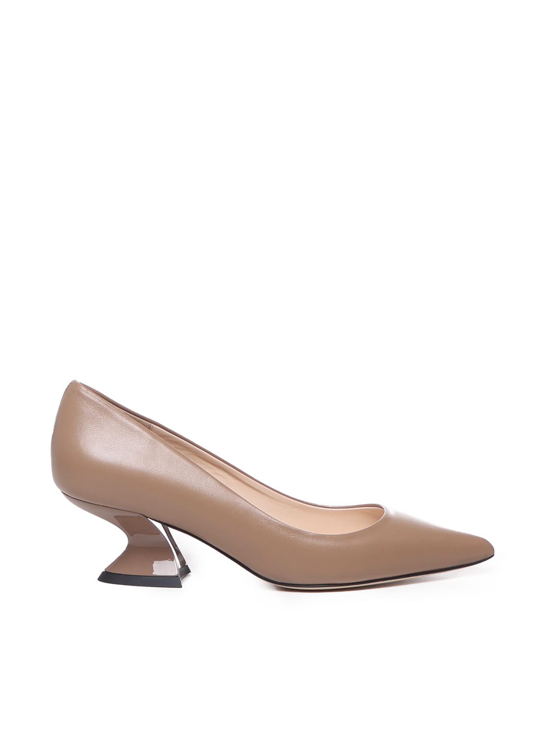 Alchimia Leather Pumps With Wide Heel In Nude