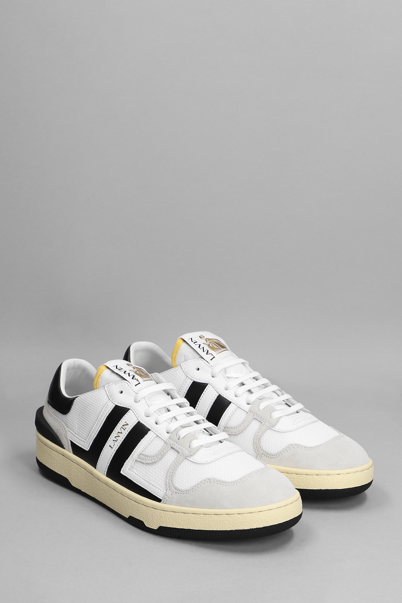 LANVIN CLAY LOW TOP SNEAKERS IN WHITE POLYESTER 