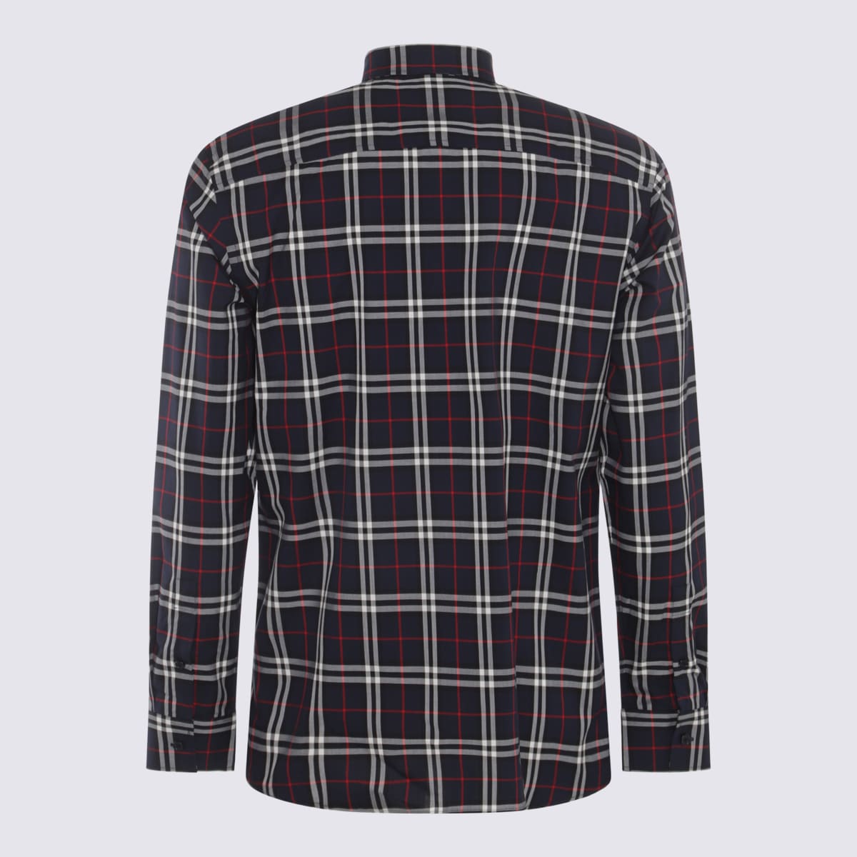 Shop Burberry Navy And Red Cotton Shirt In Navy Ip Check