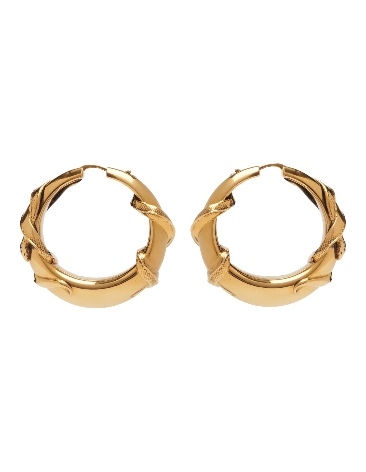 Shop Alexander Mcqueen Antiqued Gold Snake Hoop Earrings In Golden