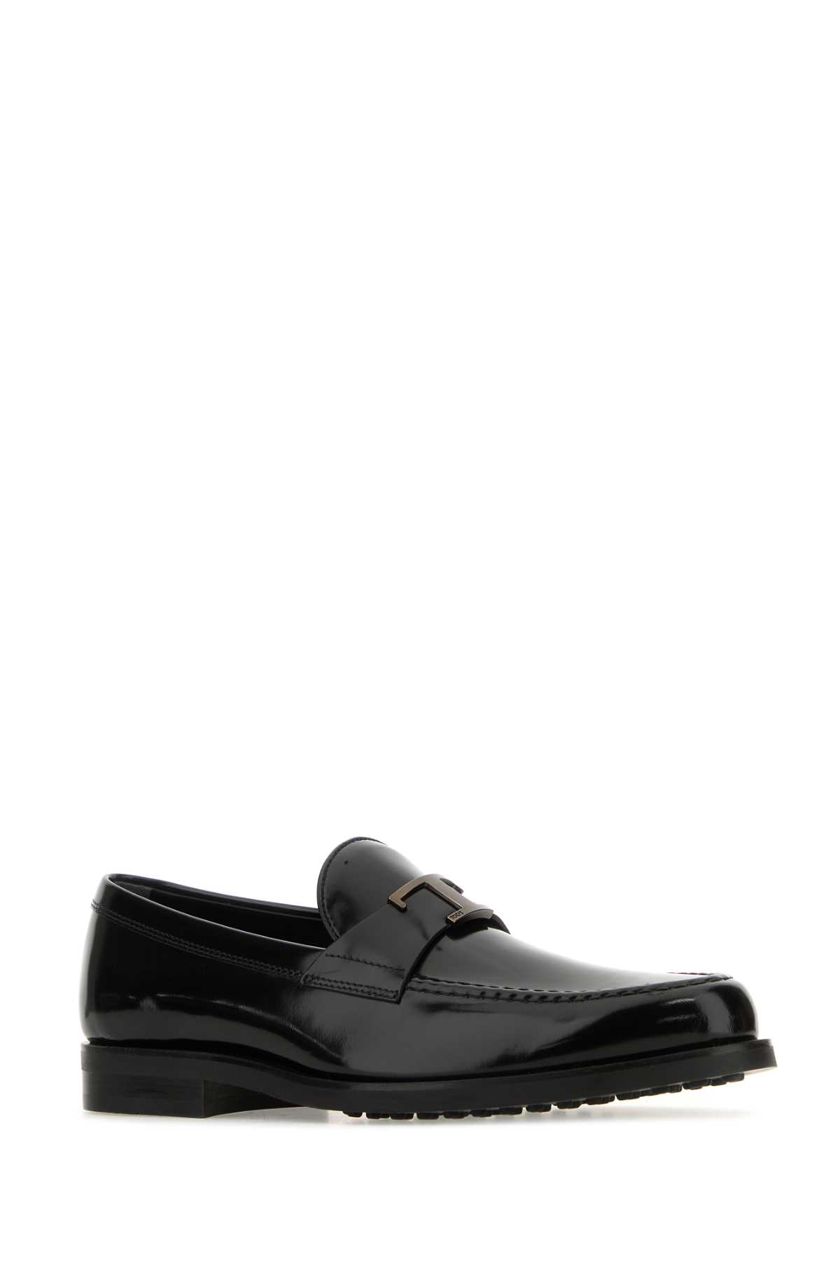 Tod's Black Leather T Timeless Loafers In Ner0