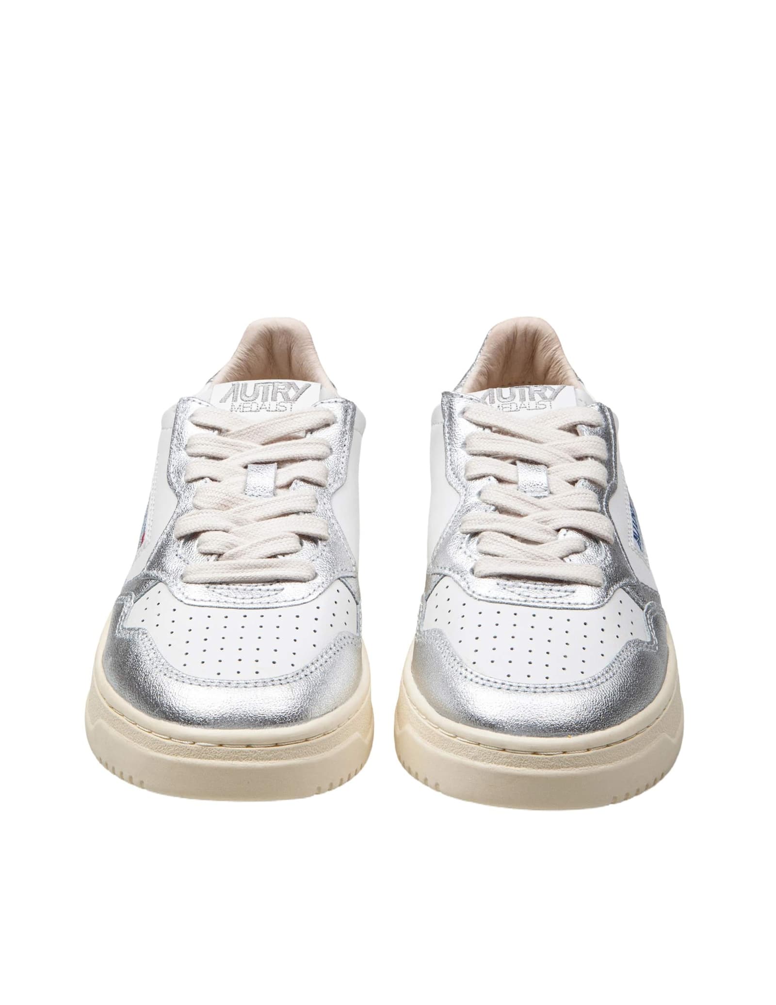 Shop Autry Sneakers In White And Silver Leather In Leat/silver