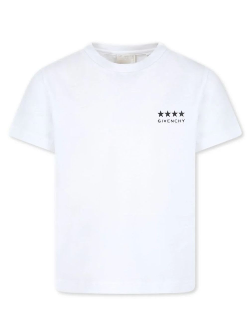 Shop Givenchy White Crewneck T-shirt With 4g Logo Print In Cotton Boy