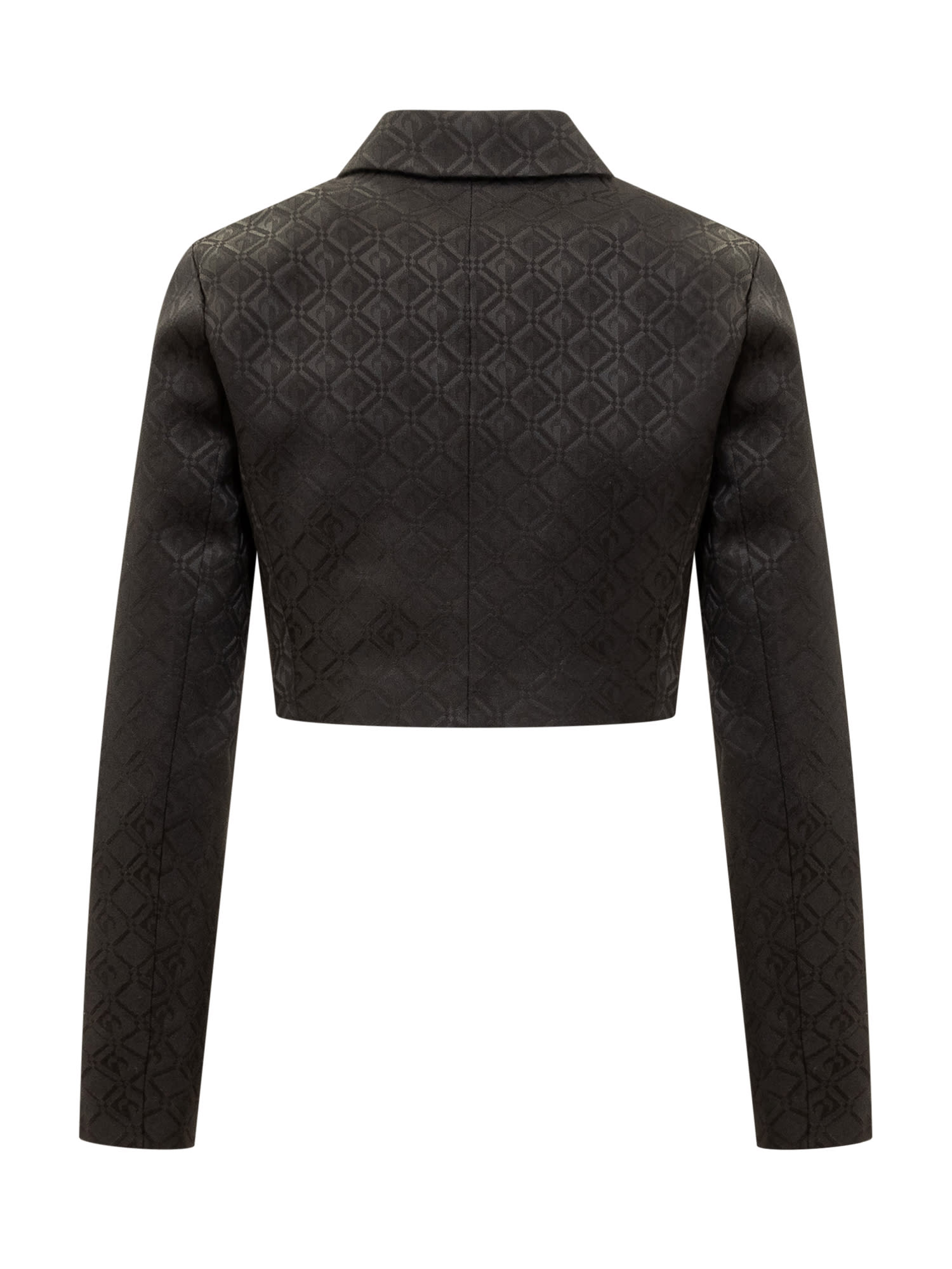 Marine Serre Moon Diamant-jacquard Cropped Jacket In Black