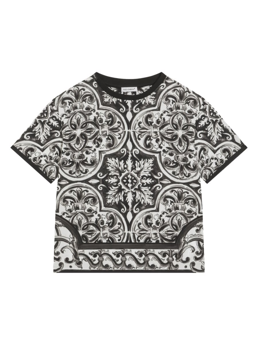 Dolce & Gabbana Majolica-print Short-sleeved T-shirt In White