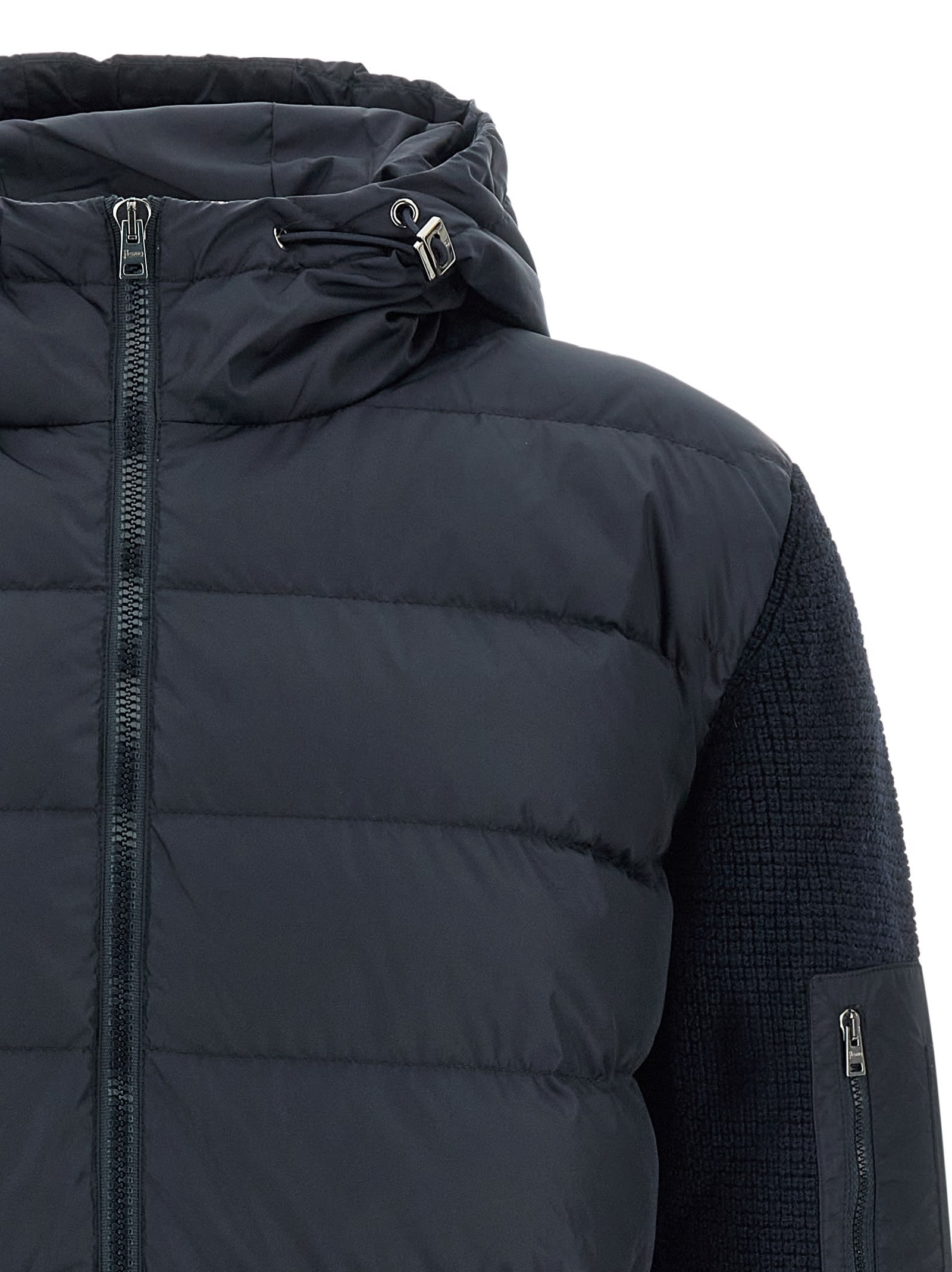Herno Bi-material Down Jacket In Black