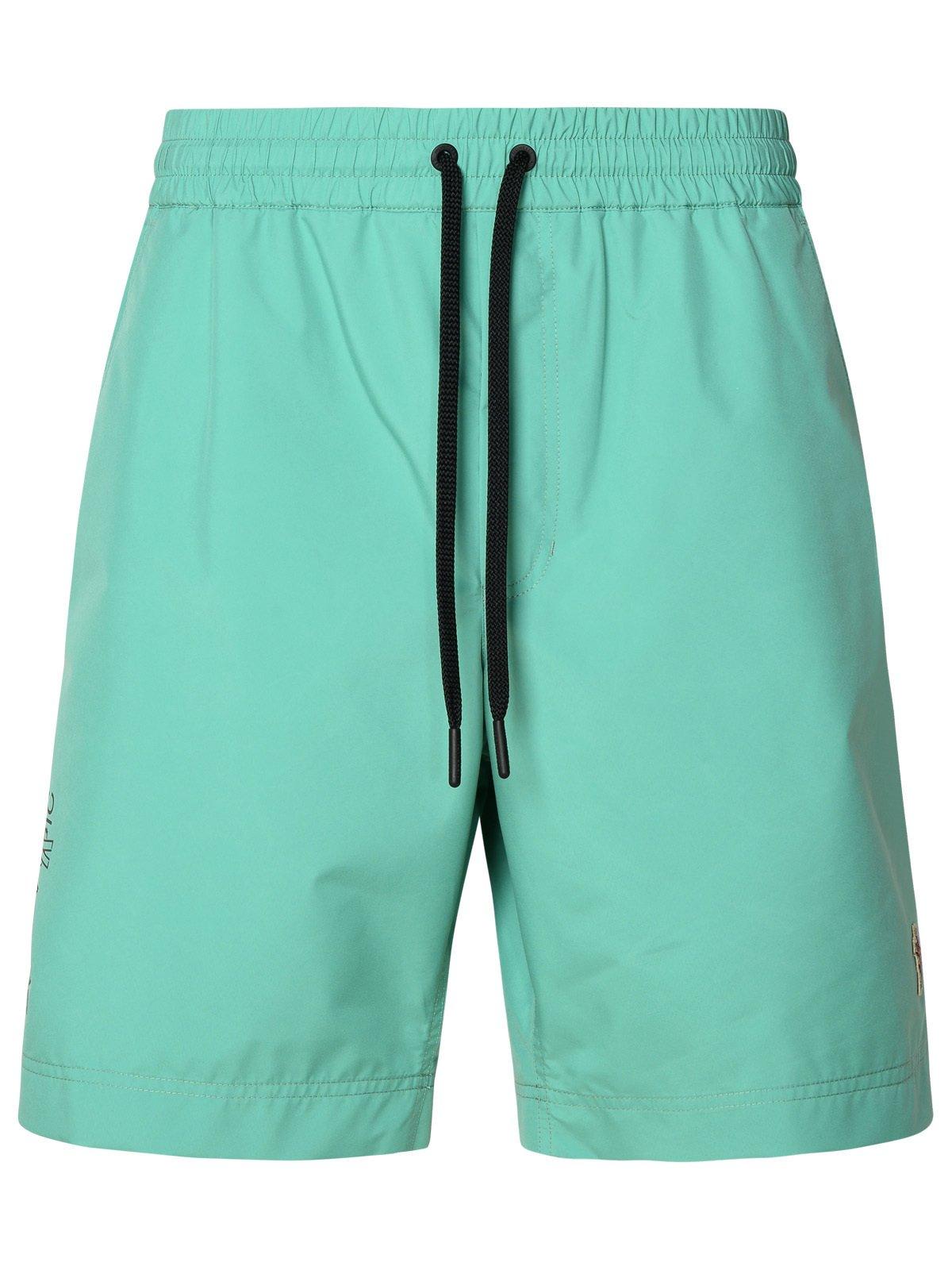 Shop Moncler Drawstring Bermuda Shorts In Aquamarine