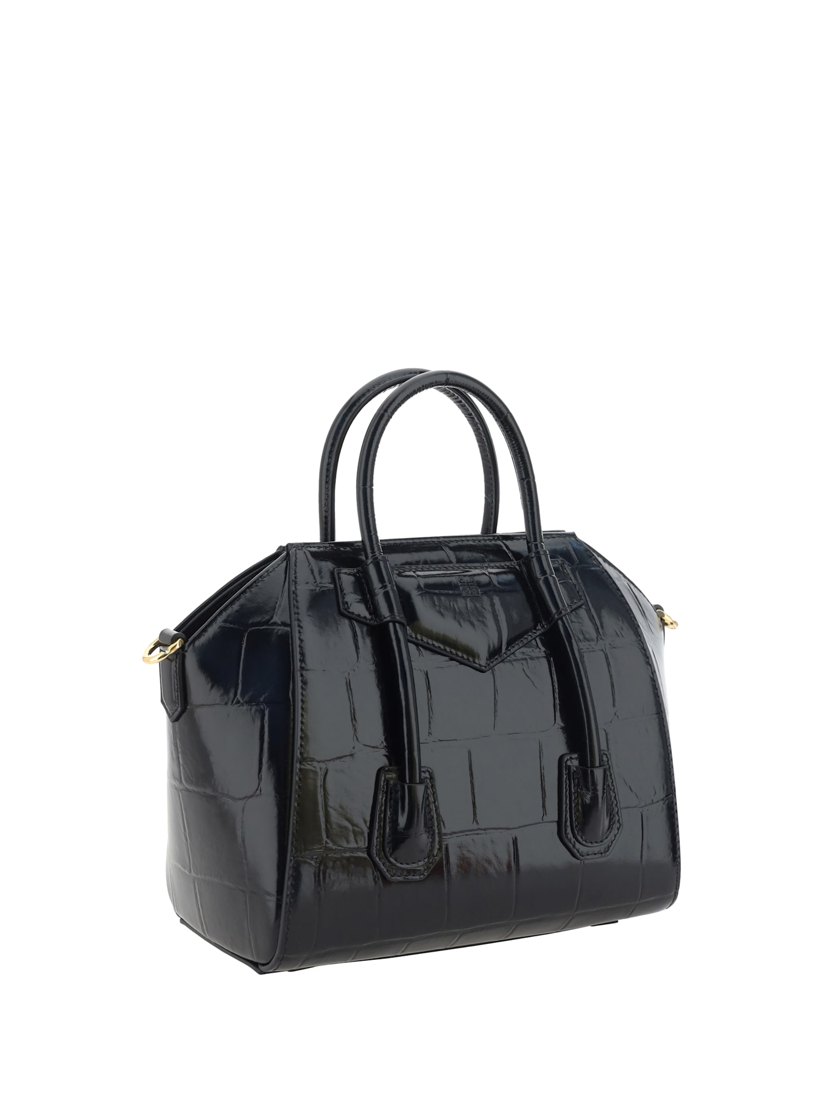 Shop Givenchy Antigona Lock Mini Handbag In Black